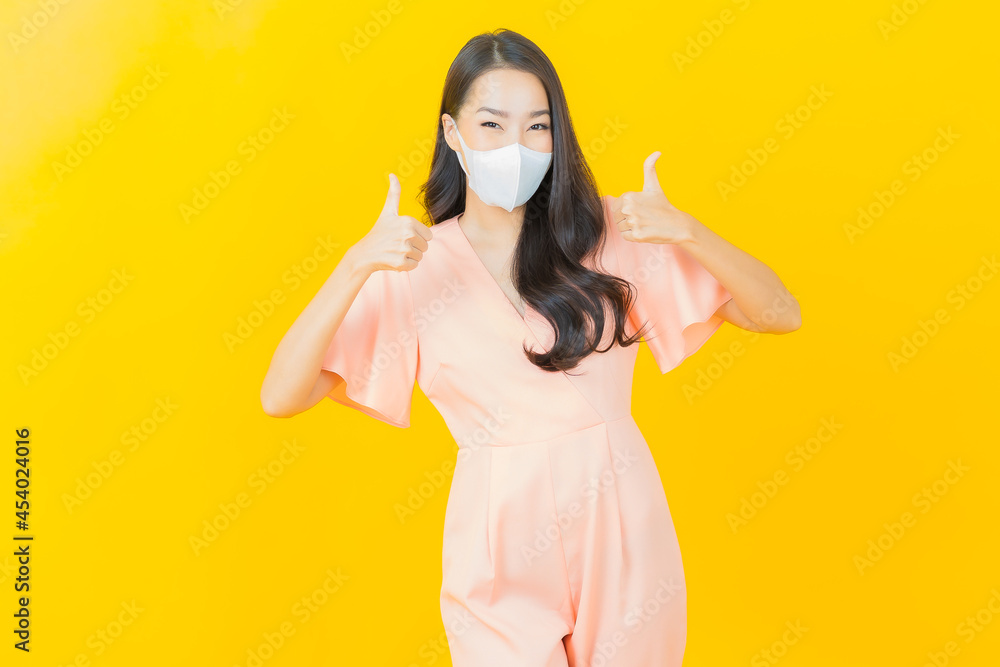 Portrait beautiful young asian woman with mask for protect covid19 Portrait beautiful young asian woman with mask for protect covid19