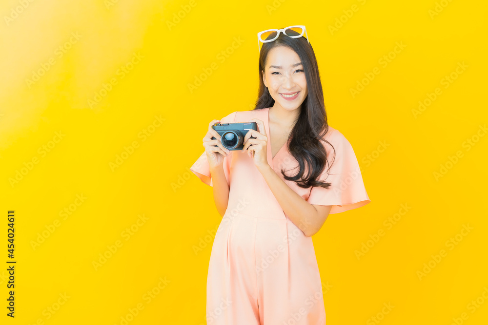 Portrait beautiful young asian woman use camera Portrait beautiful young asian woman use camera