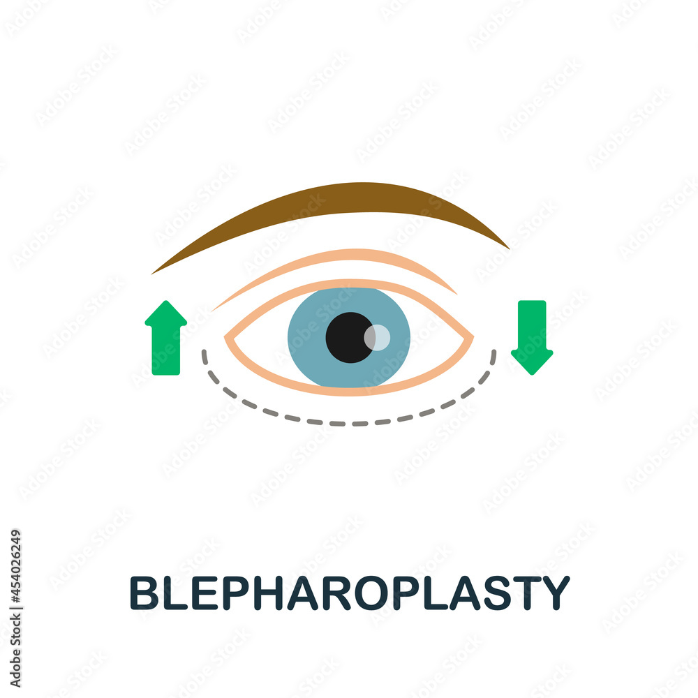 Blepharoplasty flat icon. Colored sign from plastic surgery collection. Creative Blepharoplasty icon illustration for web design, infographics and more Blepharoplasty flat icon. Colored sign from plastic surgery collection. Creative Blepharoplasty icon illustration for web design, infographics and more