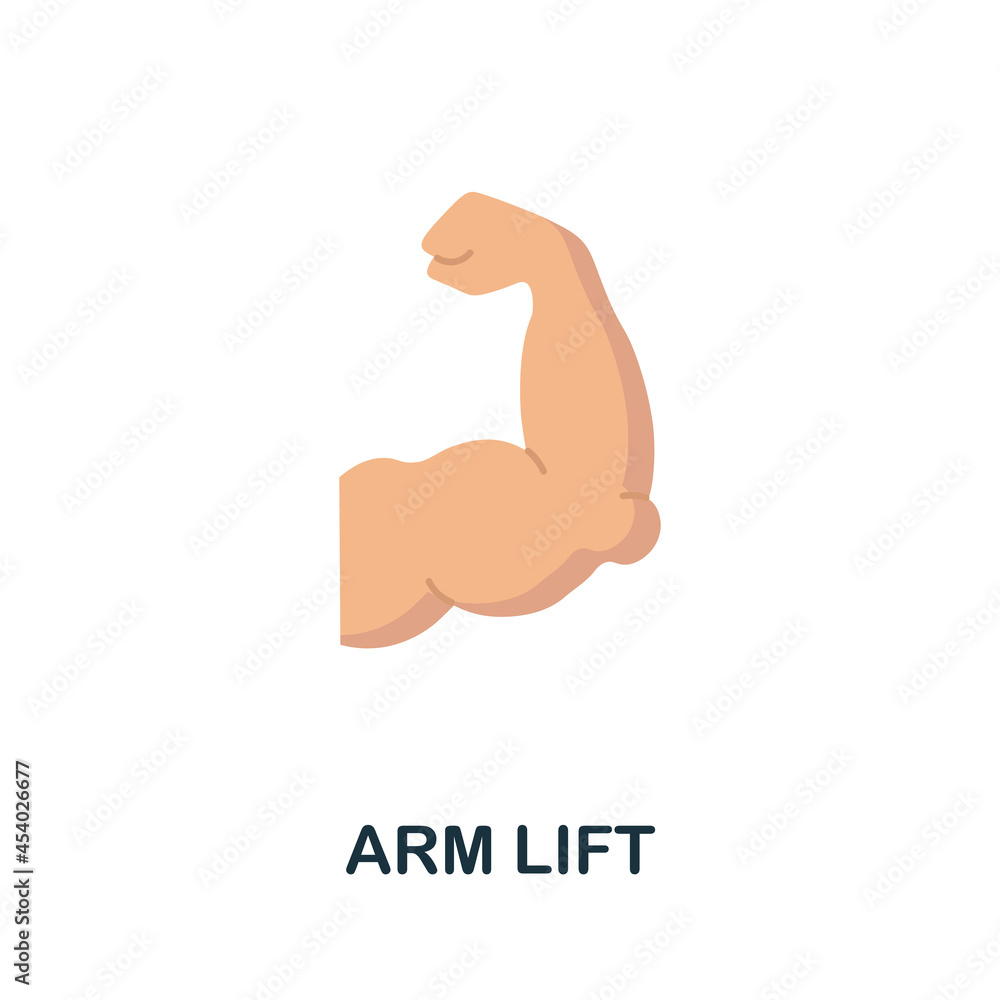 Arm Lift flat icon. Colored sign from plastic surgery collection. Creative Arm Lift icon illustration for web design, infographics and more Arm Lift flat icon. Colored sign from plastic surgery collection. Creative Arm Lift icon illustration for web design, infographics and more