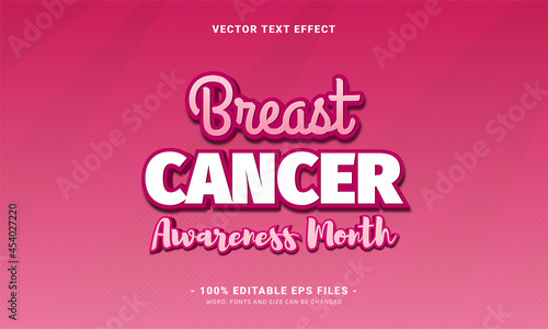 Editable text style effect design with Breast cancer awareness month 