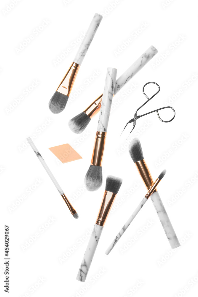 Set of makeup accessories on white background Set of makeup accessories on white background
