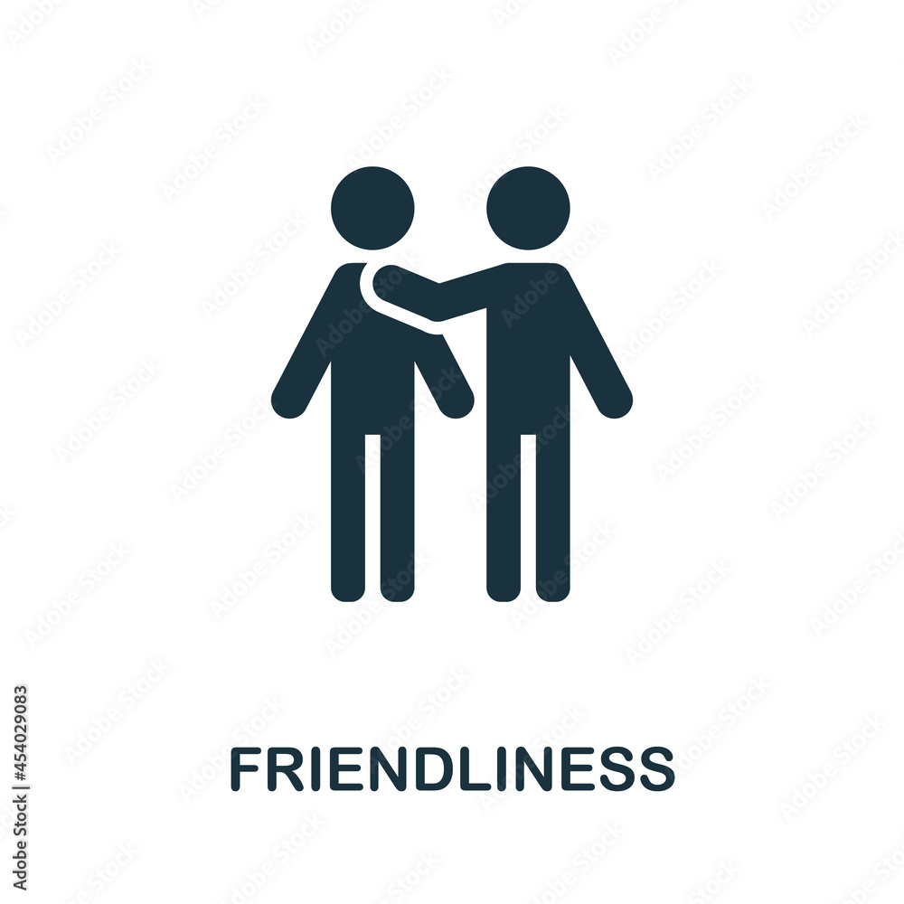 Friendliness flat icon. Colored sign from positive attitude collection. Creative Friendliness icon illustration for web design, infographics and more Friendliness flat icon. Colored sign from positive attitude collection. Creative Friendliness icon illustration for web design, infographics and more