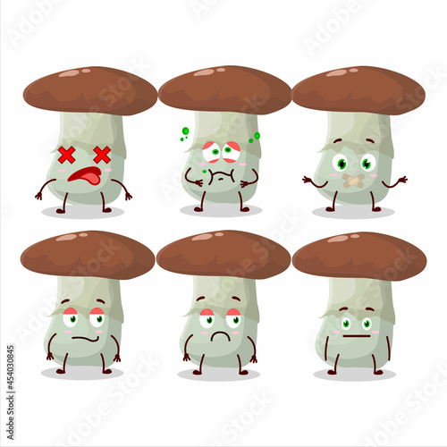Suillus mushroom cartoon character with nope expression
