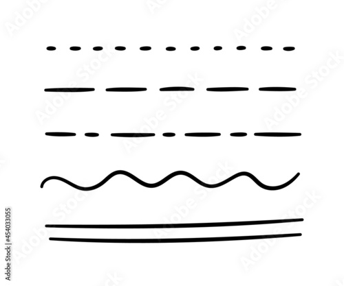 Hand drawn underline, emphasis, lines set. Brush strokes. Handmade scribble underline. Vector illustration isolated on white background in doodle style.