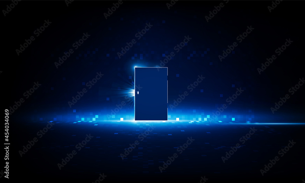 Abstract Key Door open Light out technology and Question mark background Hitech communication concept innovation background,  vector design