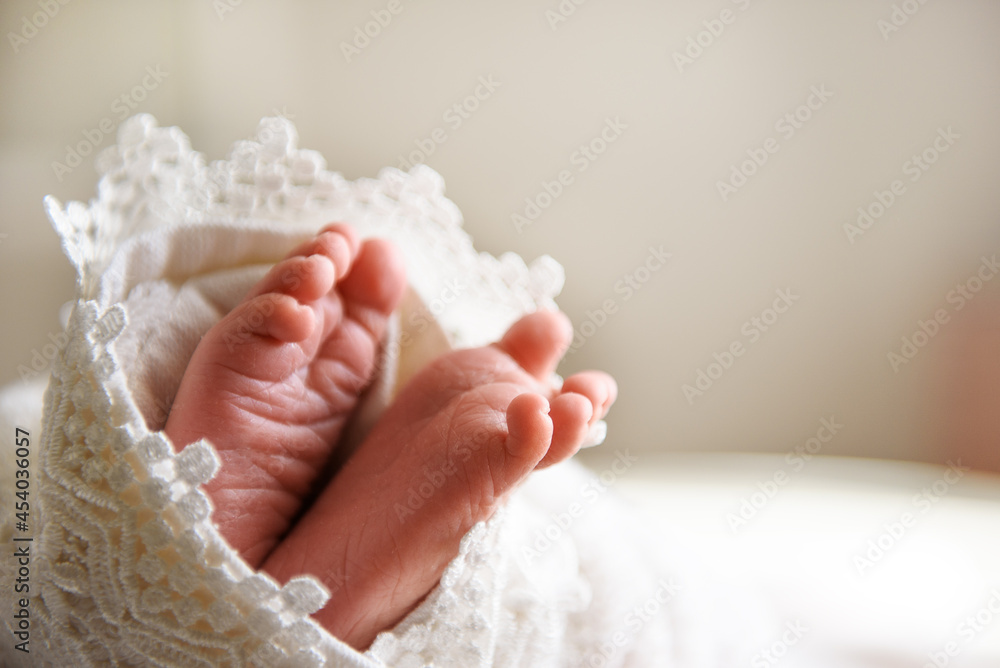 Small legs of a newborn baby close-up Small legs of a newborn baby close-up