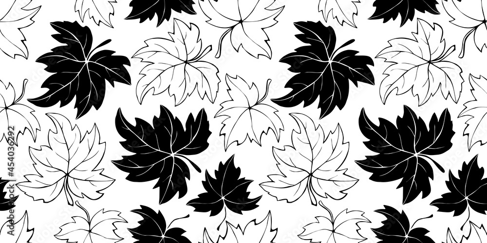 Vector seamless pattern with falling leaves. Backgrounds and textures on the theme of the forest, nature, happy autumn
