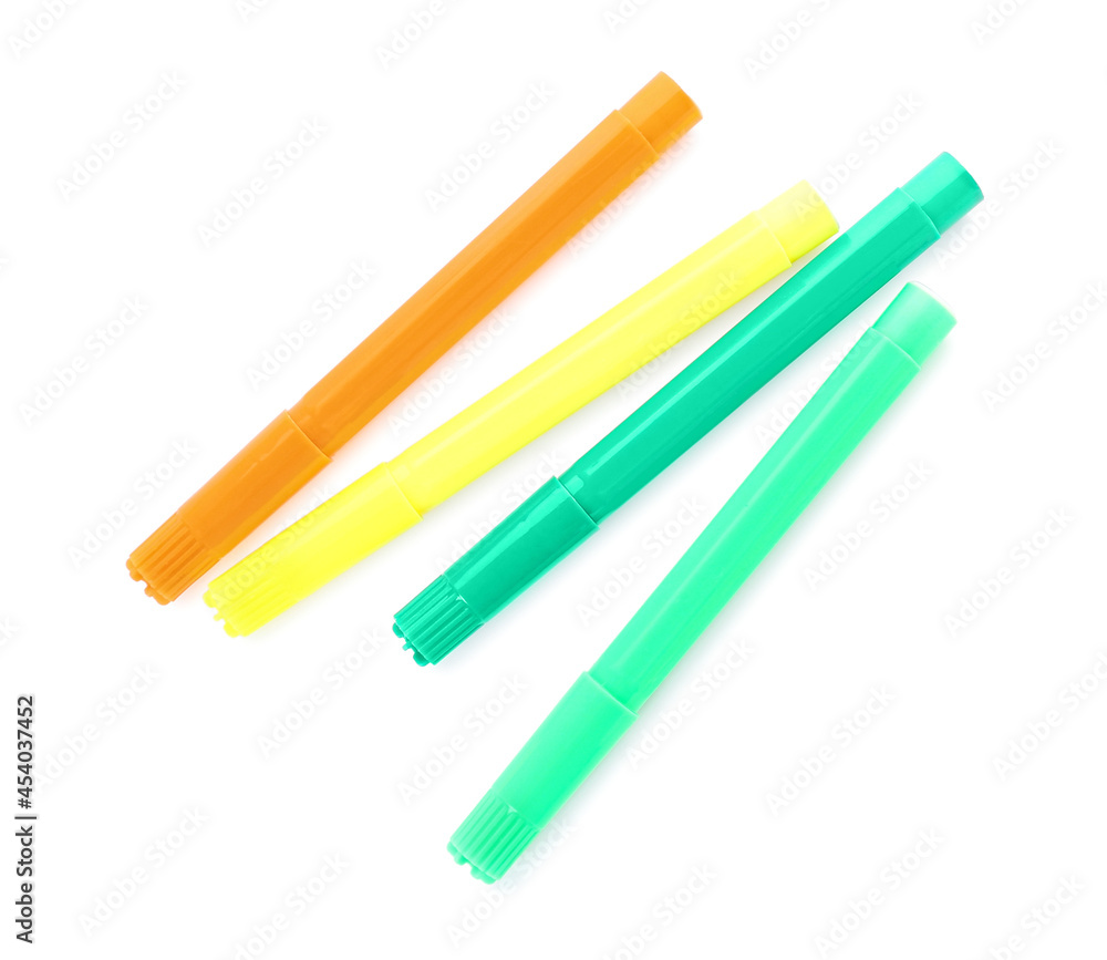 Colorful felt tip pens on white background Colorful felt tip pens on white background