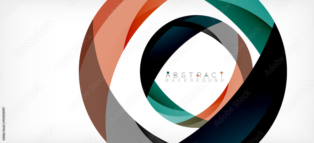 Color circle shapes, minimal geometric background. Trendy dynamic composition. Vector Illustration For Wallpaper, Banner, Background, Landing Page Color circle shapes, minimal geometric background. Trendy dynamic composition. Vector Illustration For Wallpaper, Banner, Background, Landing Page