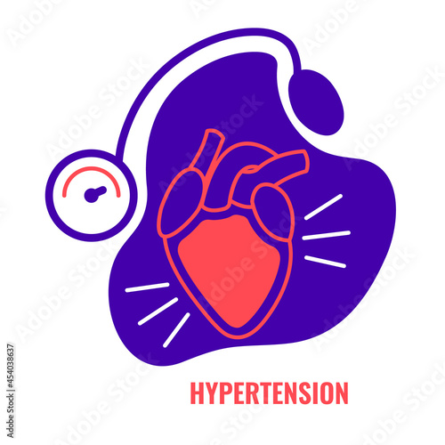 World hypertension awareness day. Measuring heart rate with sphygmomanometer. High blood pressure treatment. Medical concept. Flat vector illustration.