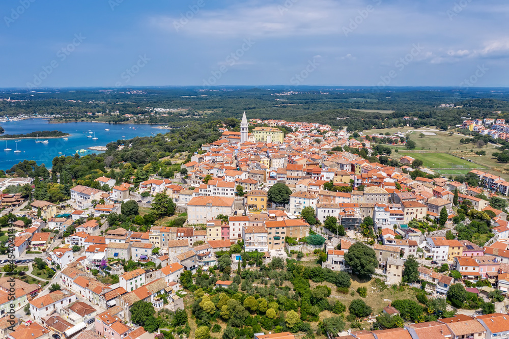 Coastal city Vrsar, aerial shot, Istria, Croatia