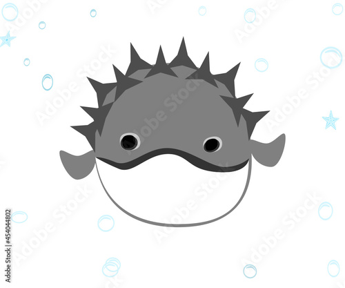 puffer fish, Fish, Blowfish, cartoon marine animals vector white background