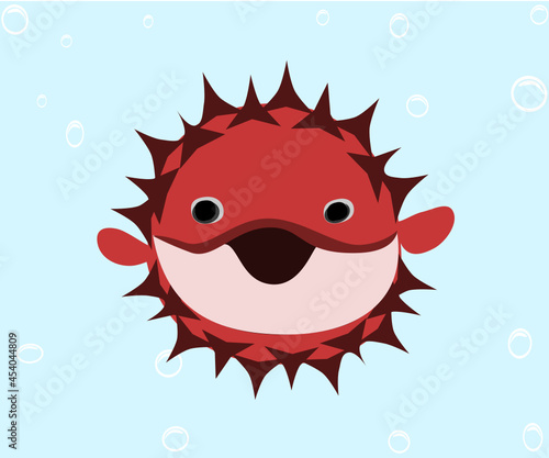 puffer fish, Fish, Blowfish, cartoon marine animals vector white background
