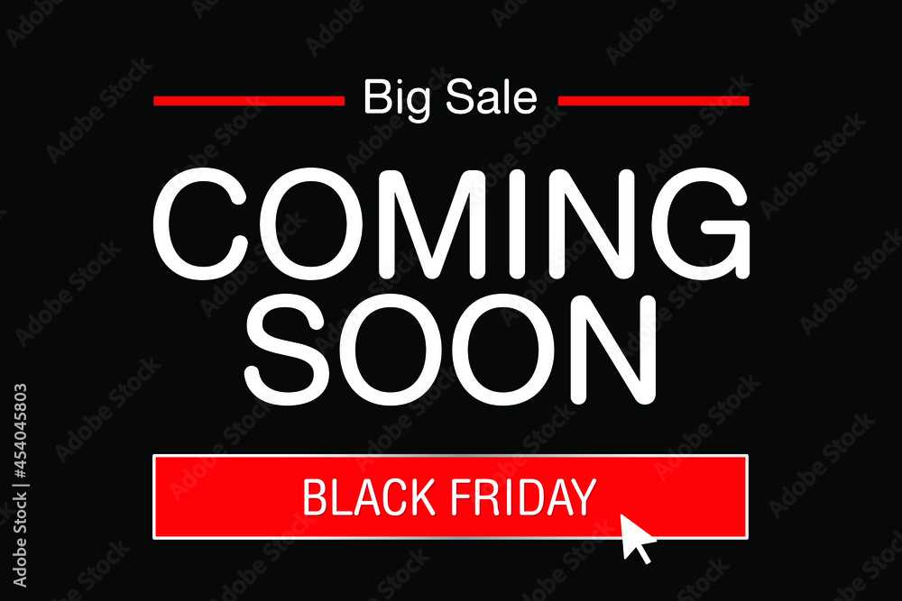 Black Friday 2023 coming soon banner design template. Vector illustration of advertising campaign for major sale of year.