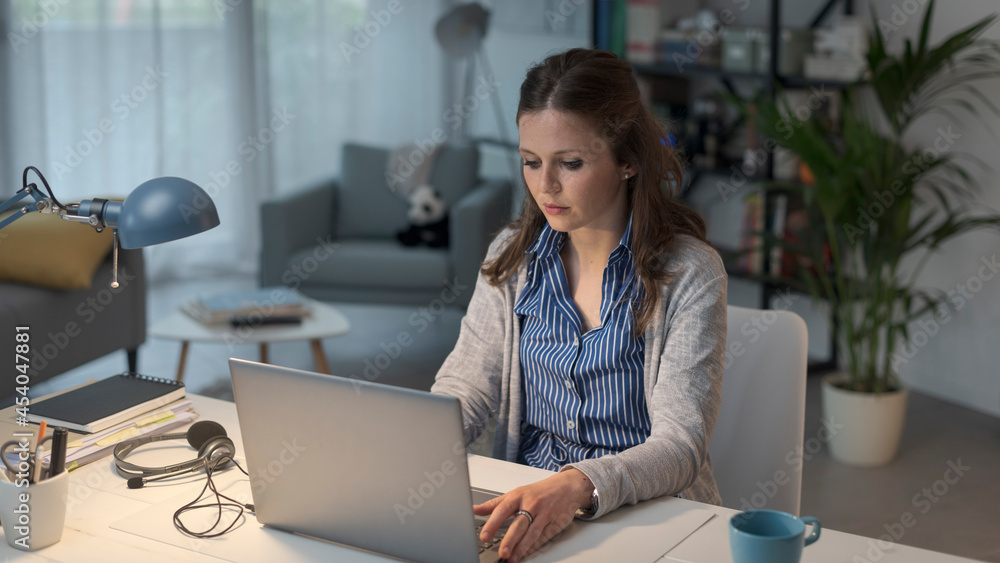 Young woman working from home Young woman working from home