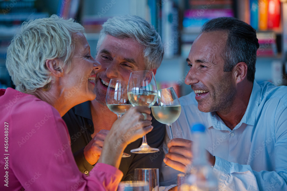 Older friends drinking wine