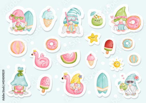 summer gnomes, beach gnomes sticker, planner and scrapbook.