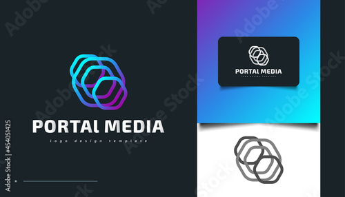 Colorful Portal Logo Design. Teleport Logo