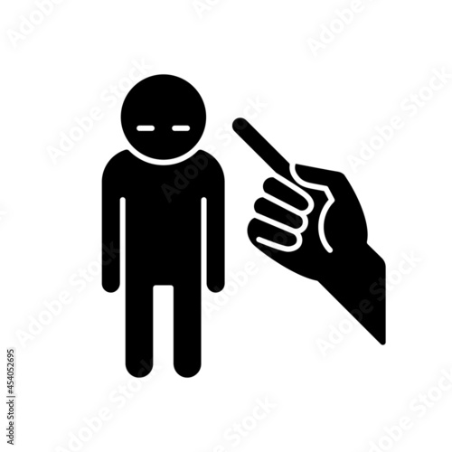 Punishment gesture black glyph icon. Respond to child bad behavior. Discipline strategy. Authoritarian parent. Kid misbehavior. Silhouette symbol on white space. Vector isolated illustration