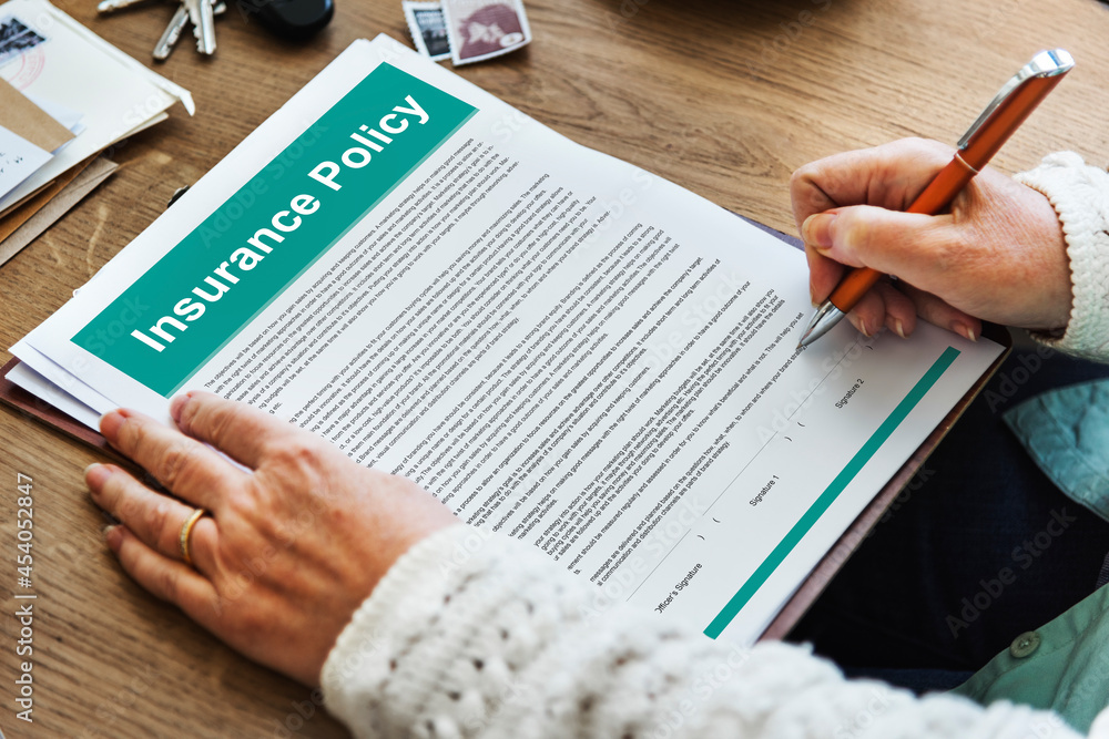 Naklejka premium Insurance Policy Agreement Terms Document Concept