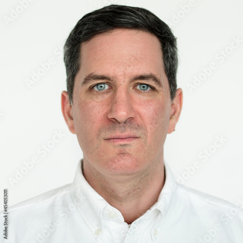Worldface-American man in a white background