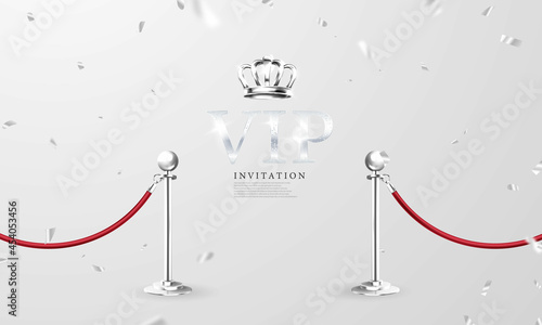 VIP carpet and golden barriers realistic 3d vector illustration photo