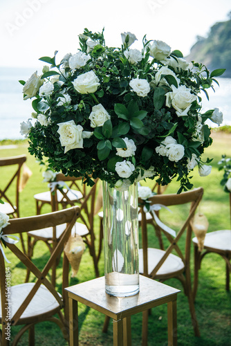 flowers decorated in the wedding ceremony.