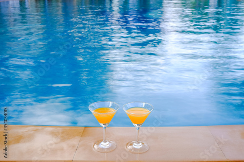 cocktail or mocktail drink near poolside
