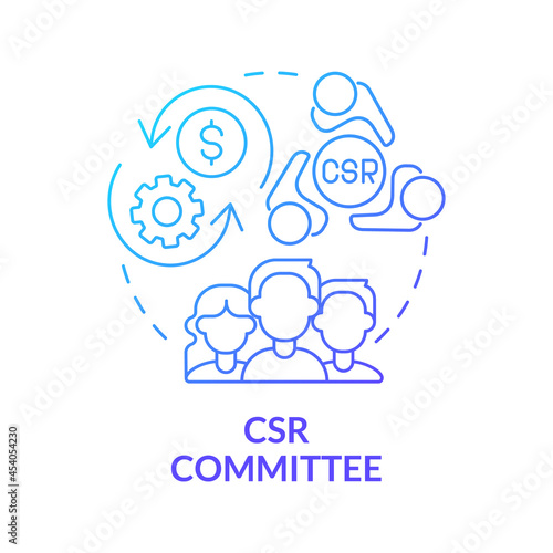 CSR committee blue gradient concept icon. Board of directors abstract idea thin line illustration. Corporate social responsibility. Finance management. Vector isolated outline color drawing.