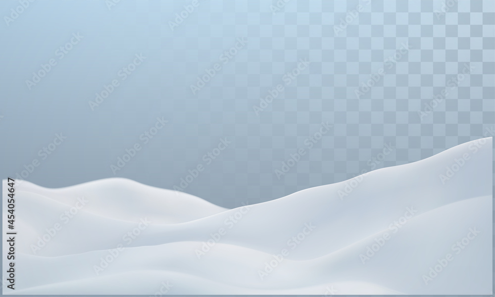 Fototapeta premium Snowy landscape isolated on light transparent background.