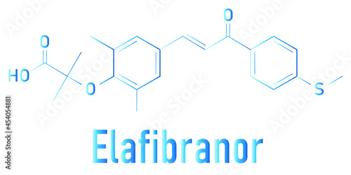 Elafibranor drug molecule skeletal formula.