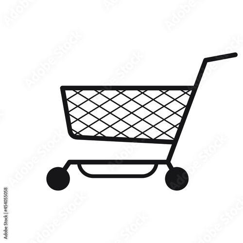 Тележка супермаркет иконка. Supermarket trolley icon vector. Isolated white background.
