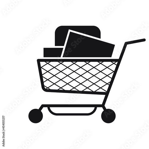 Тележка супермаркет иконка. Supermarket trolley icon vector. Isolated white background.