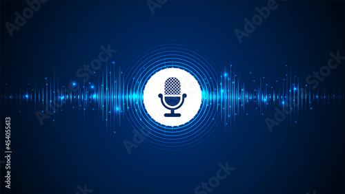 Sound wave background. Concept of voice recognition