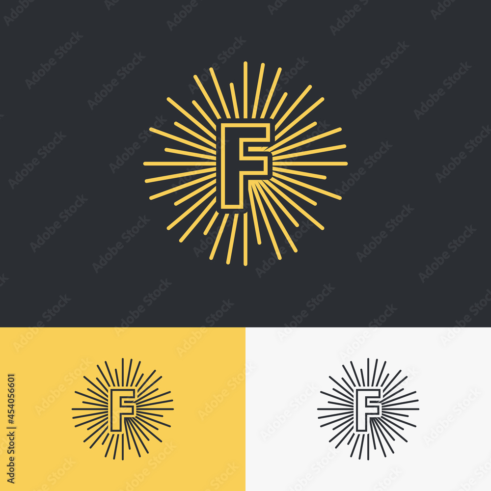Fototapeta premium initial letter with sun symbol logo design. minimal vector graphic alphabet template.