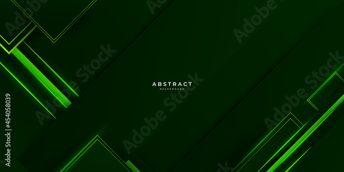 Green light e-sport race game presentation background with 3D glow light effect 