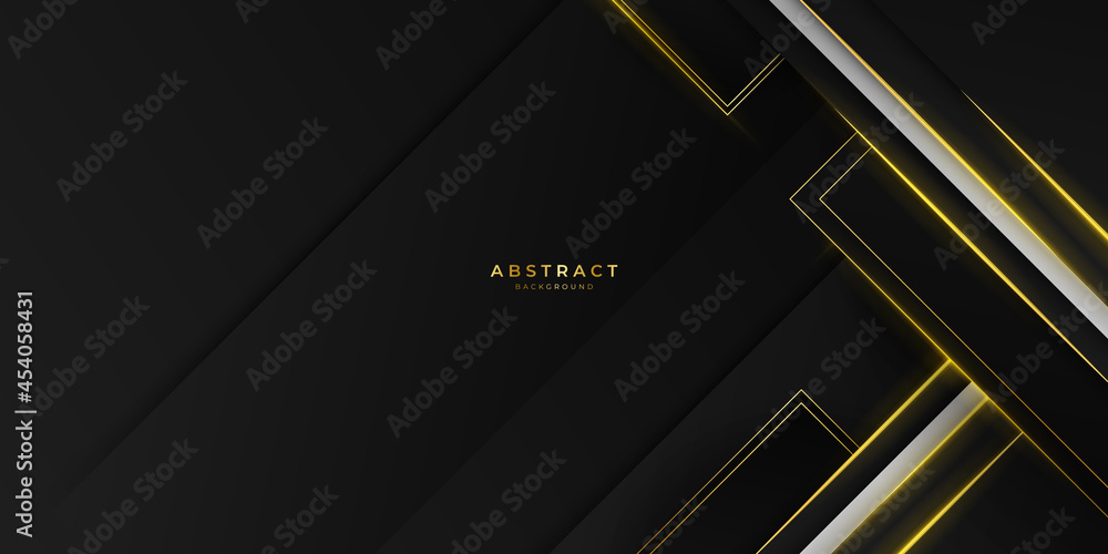 Abstract black and gold luxury background with golden and shiny lines