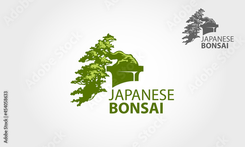 Japanese Bonsai Vector Logo Template. Life logo illustrating a bonsai tree strength. This concept could be used for recycling, environment associations, landscape business. 