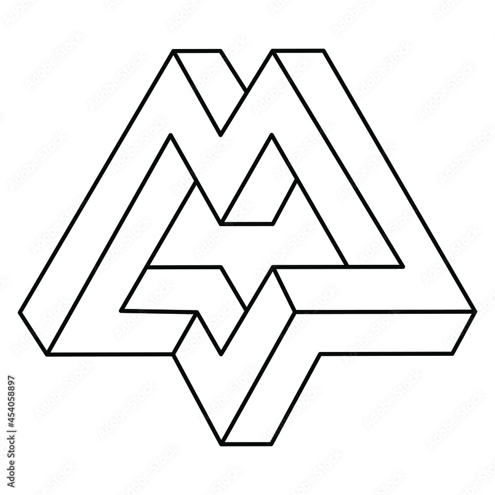 Impossible optical illusion shapes. Op art object. Impossible figures. Line art. Sacred geometry. Impossible optical illusion shapes. Op art object. Impossible figures. Line art. Sacred geometry.