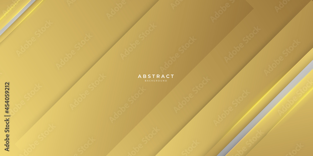 Obraz premium Abstract geometric shape white gold background with light and shadow 3D layered for presentation design.