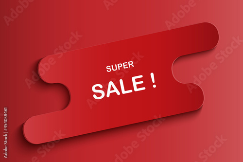Paper art red tag sale vector 3d.