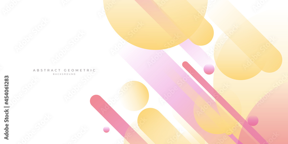 Pink and yellow gradient geometric abstract shapes on white background with copy space for text