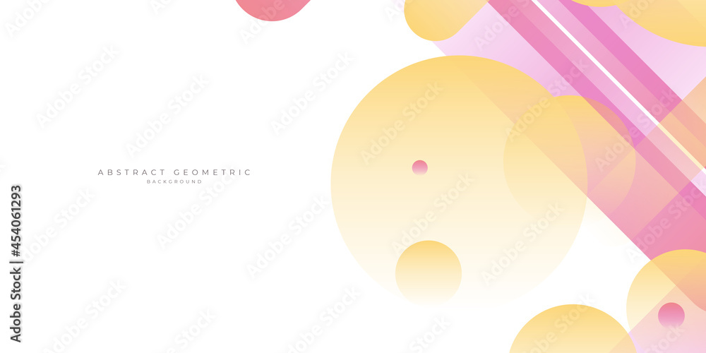 Pink and yellow gradient geometric abstract shapes on white background with copy space for text