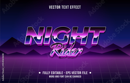 Editable text effect gradient color retro futuristic eighties style for digital and print media font effect template