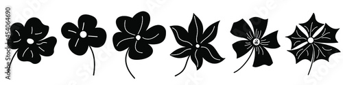 Flower icons. Set of black flower icons isolated. Vector illustration.