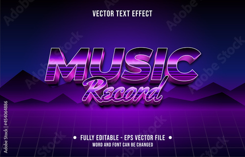 Editable text effect gradient color retro futuristic eighties style for digital and print media font effect template