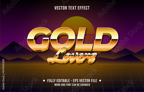 Editable text effect gradient color retro futuristic eighties style for digital and print media font effect template