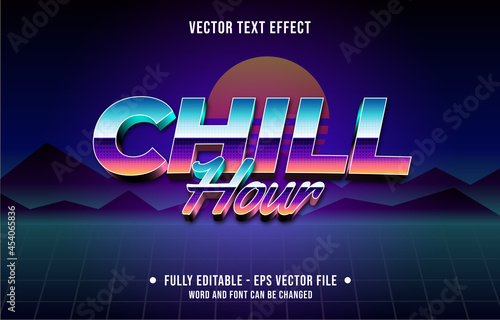 Editable text effect gradient color retro futuristic eighties style for digital and print media font effect template
