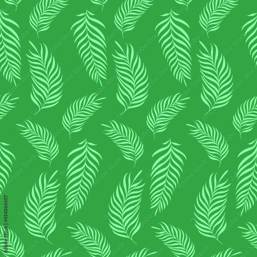 Floral seamless pattern. Turquoise Palm leaves on a dark blue background. Floral seamless pattern. Turquoise Palm leaves on a dark blue background.